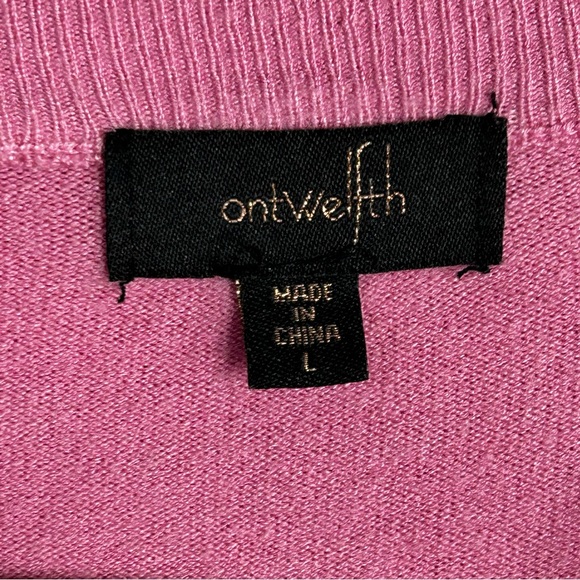 ontwelfth Floral Lace Puff Sleeve Ribbed Knit Short Sleeve Cotton Sweater Sz L - Picture 4 of 15